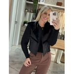 Casaco Biamar Curto Com Detalhes Em Suede Preto 0507