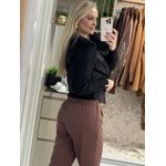 Casaco Biamar Curto Com Detalhes Em Suede Preto 0507