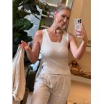 Regata Biamar Canelada Em Algodão Com Decote Quadrado Bege 1311 