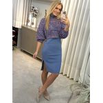 Vestido Biamar Com Gola Alta Em Tricô Azul 2307