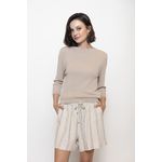 Blusa Biamar Com Tranças e Gola Redonda Bege Escuro 1607 