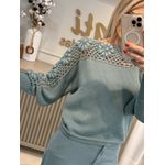 Blusa Biamar Em Ponto Margarida Com Detalhe Vazado Verde 1807