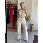 Conjunto Le bongã Top E Calça Wide Leg Areia 0611 