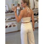 Conjunto Le bongã Top E Calça Wide Leg Areia 0611 