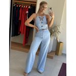 Conjunto Le bongã Top E Calça Wide Leg Azul Claro 0611