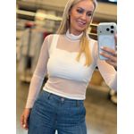 Blusa Biamar Com Transparência Com Gola Alta Off White 0801