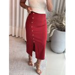 Saia Midi Aura Com Botões Dourados Vermelho 