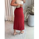 Saia Midi Aura Com Botões Dourados Vermelho 