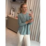 Blusa Biamar Alongada Em Algodão Com Fendas Verde 1507