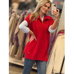Colete Com Gola Alta E Zíper Oversized Vermelho 1207