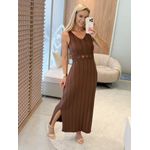 Vestido Le Bongã Tricô Regata Marrom 0112