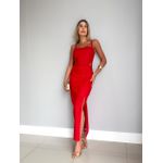 Vestido Le Bongã Com Aberturas Laterais E Fenda Frontal Vermelho 