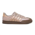 Tênis Feminino Casual Ref.:1500 Conforte Nude/ Metalizado Rose Gold