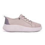 Tênis Feminino Casual Linha Mary Ref.:1610 Off White/ Metalizado Prata