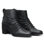 BOTA FEMININA SOFT CANO CURTO DRAPEADA Ref.: 2100 PRETO