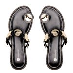 Rasteira Ouro Lunar - Preto Dourado