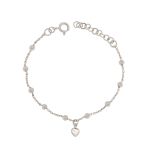 Pulseira Coração Cristal - Infantil (Banho Prata)