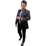 Costume Preto Brilho Slim em Poliviscose - King Ternos