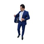 Costume Príncipe de Gales Azul Denim - Linha Premium King Ternos