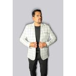 Blazer Branco Quadriculado Slim em Poliviscose - King Ternos