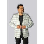 Blazer Branco Xadrez Slim em Poliviscose - King Ternos