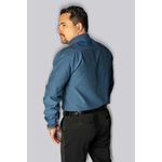 Camisa Social Azul Mescla Slim Manga Longa - King Ternos