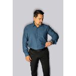 Camisa Social Azul Mescla Slim Manga Longa - King Ternos