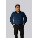 Camisa Social Azul Marinho Slim Manga Longa - King Ternos