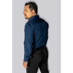 Camisa Social Azul Marinho Slim Manga Longa - King Ternos