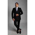 Costume Preto Slim Transpassado em Lã Fria 100 Fios - Coleção Virtuos King Ternos
