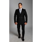 Costume Preto Slim Transpassado em Lã Fria 100 Fios - Coleção Virtuos King Ternos