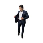 Costume Azul Quadriculado Slim em Poliviscose - King Ternos