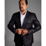 Costume Preto Risca de Giz Slim em Poliviscose - King Ternos
