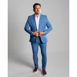 Terno Príncipe de Gales Azul Provence em Poliviscose - Coleção Italy King Ternos