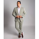 Terno Quadriculado Ecru Slim em Poliviscose - Coleção Britanic King Ternos