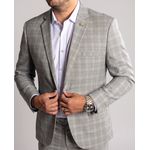 Terno Xadrez Castanho Claro Slim em Poliviscose - Coleção Britanic King Ternos