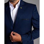 Costume Azul Marinho Xadrez Slim em Poliviscose - Coleção João Vitor Ota By King Ternos