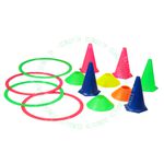 Kit Agilidade 5 Argolas + 5 Cones 24 cm + 5 Chapéu Chinês