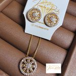 Conjunto Pizza, semijoias em dourado ouro 18k