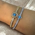 Pulseira Pedra Turquesa - Banhado em Ródio Branco e Ouro 18k