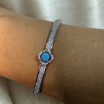 Pulseira Pedra Turquesa - Banhado em Ródio Branco e Ouro 18k