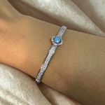 Pulseira Pedra Turquesa - Banhado em Ródio Branco e Ouro 18k