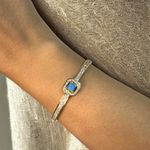 Pulseira Pedra Turquesa - Banhado em Ródio Branco e Ouro 18k