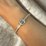Pulseira Pedra Turquesa - Banhado em Ródio Branco e Ouro 18k