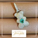 Pingente Cravejado Urso(a) Ródio Branco