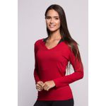 Blusa Manga Comprida Decote V Vermelho