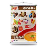  Banner Sorvetes e caldos + Grátis Suporte Para Pendurar 