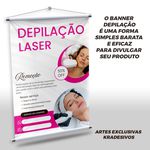 Banner Depilação Laser + Suporte Grátis Para Pendurar 
