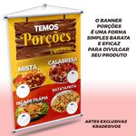 Banner Temos Porções + Suporte Grátis Para Pendurar 