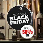 Adesivo Vitrine Black friday Mega Sale 50 % OFF 